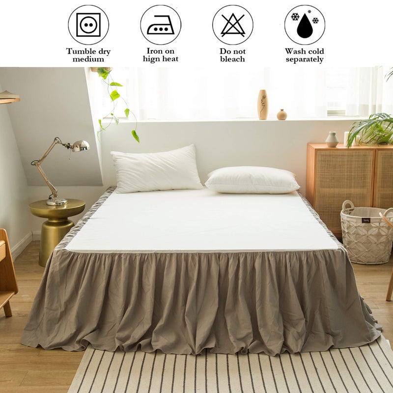 BISELINA French Linen Bed Skirt with Pleated Frills 22-Inch Tailored Drop Natural Flax Cotton Blend Dust Ruffle Soft Cozy Farmhouse Bedding (22" King, Grey) - Image 5